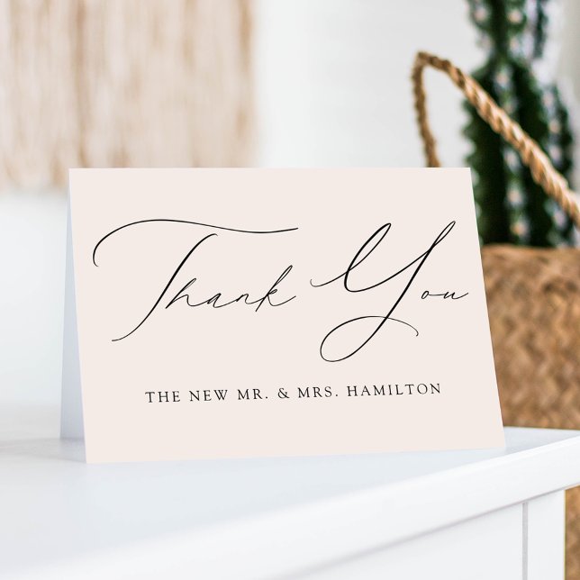 Moderne, elegante Cream Wedding Dankeskarte (Von Creator hochgeladen)