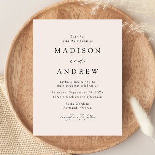 Moderne, elegante Cream Wedding Einladungspostkarte