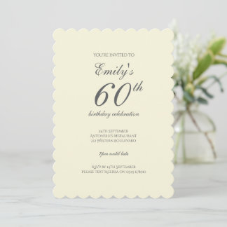 Moderne elegante Creme 60. Geburtstagsfeier Einladung