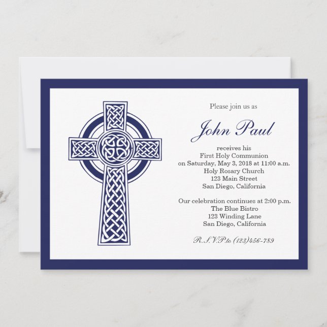 Moderne, elegante Cross-Communion-Einladung für Ju Einladung (Vorderseite)