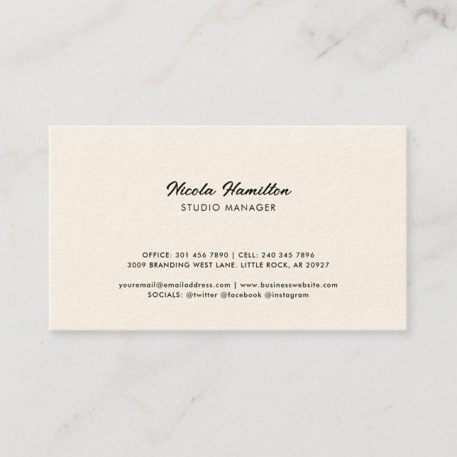Moderne Elegante Custom Visitenkarte (Vorderseite)