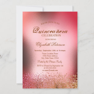 Moderne Elegante Diamanten Metallic Quinceañera Einladung