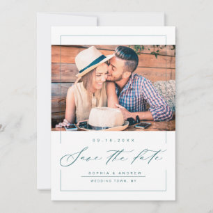 Moderne, elegante Drehbuch-Foto Hochzeit speichern Save The Date