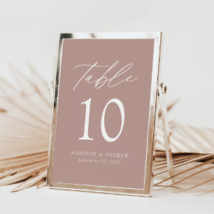 Moderne elegante Dusty Rose Hochzeit Tischnummer