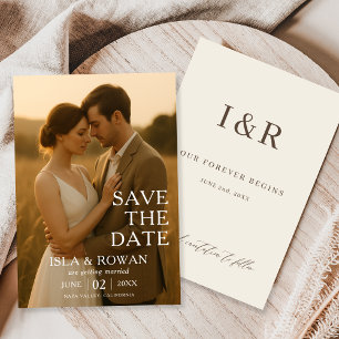 Moderne elegante einfache Foto-Hochzeit Save The Date