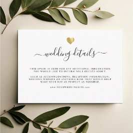 Moderne Elegante einfache Gold Heart Wedding Detai Begleitkarte