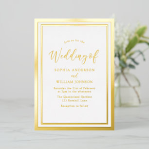 Moderne Elegante Einfache Hochzeit Folieneinladung