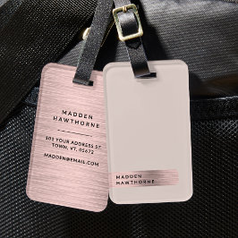 Moderne Elegante einfache Imitate Rose Gold Brushe Gepäckanhänger