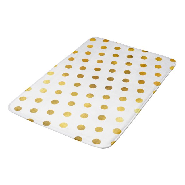 Moderne elegante, einfache, klassische weiße Goldp Badematte (Schrägansicht)