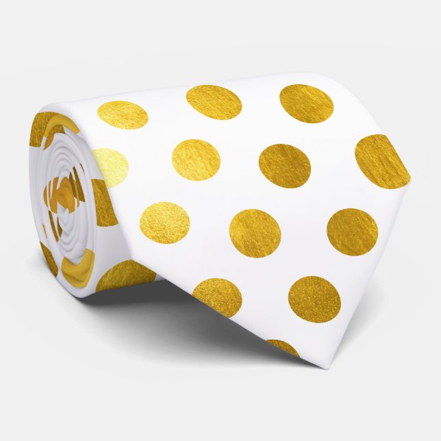 Moderne elegante, einfache, klassische weiße Goldp Krawatte (Gerollt)