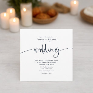 Moderne, elegante, einfache marineblaue Hochzeitss Einladung
