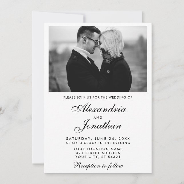 Moderne Elegante Einfache Paare Foto Hochzeit Einladung (Vorderseite)