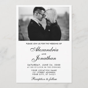 Moderne Elegante Einfache Paare Foto Hochzeit Einladung