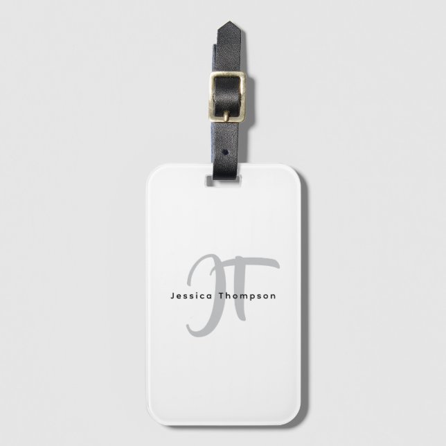 Moderne elegante einfache professionelle Monogramm Gepäckanhänger (Vorderseite Vertikal)
