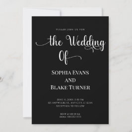 Moderne, elegante, einfache Schwarz-Weiß-Hochzeit Einladung