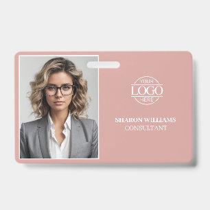 Moderne Elegante Einfache Staubige Rose Mitarbeite Ausweis