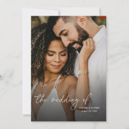Moderne Elegante Einfache Vertikale Foto Hochzeit Einladung