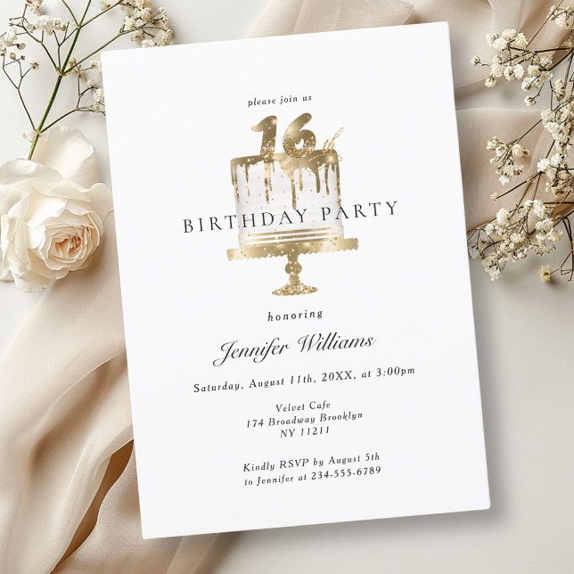 Moderne, elegante Einladung zum 16. Geburtstag (Modern, elegant 16. birthday invitation)