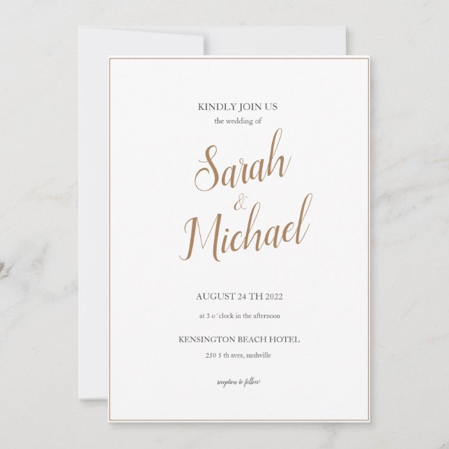 Moderne Elegante Einladung zur einfachen Hochzeit (Vorderseite)