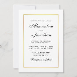 Moderne elegante Einladung zur Hochzeit in Schwarz