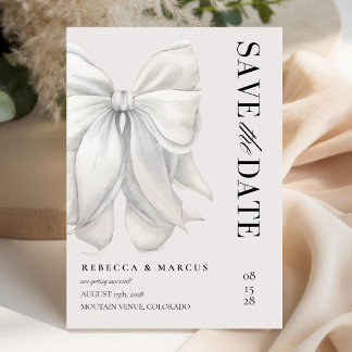Moderne Elegante Elfenbein Coquette Weiße Bogen Ho Save The Date