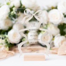 Moderne Elegante Elfenbeinküste Bow Ribbon Wedding