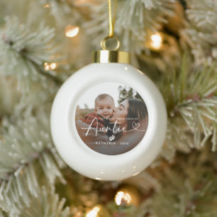Moderne elegante erstes Weihnachten als Tante Foto Keramik Kugel-Ornament
