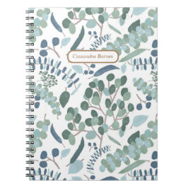 Moderne Elegante Eucalyptus Foliage Name Spiral Notizblock