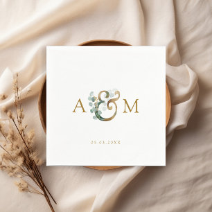Moderne, elegante Eukalyptus-Ampere und Hochzeit Serviette