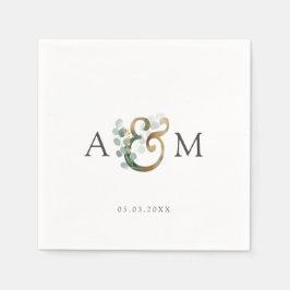 Moderne Elegante Eukalyptus Ampersand Hochzeit Serviette