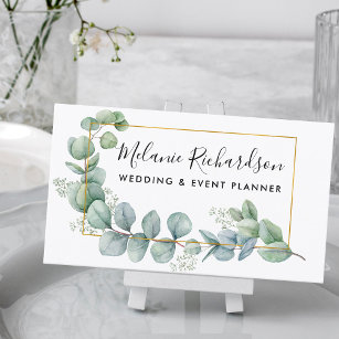 Moderne Elegante Eukalyptus-Blätter Gold Gerahmt Visitenkarte