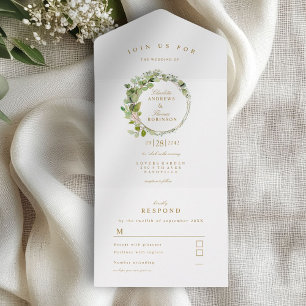 Moderne, elegante Eukalyptus-Hochzeit All In One Einladung