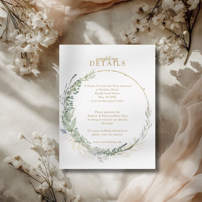 Moderne Elegante Eukalyptus Wedding Details UAWG RSVP Karte (Modern Elegant Eucalyptus Wedding Details RSVP Card)