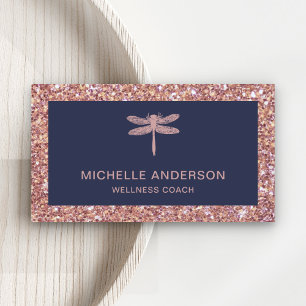 Moderne Elegante Falsche Rosen Gold Glitter Libell Visitenkarte