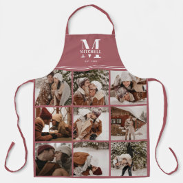 Moderne Elegante Familienfoto Collage | Mit Monogr Schürze