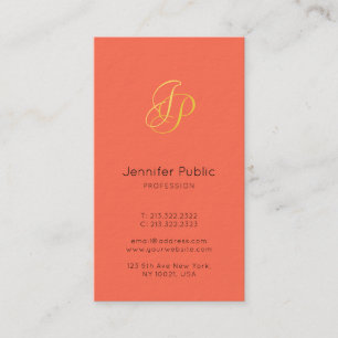 Moderne, elegante Farben Gold Look Monogramm Vorla Visitenkarte