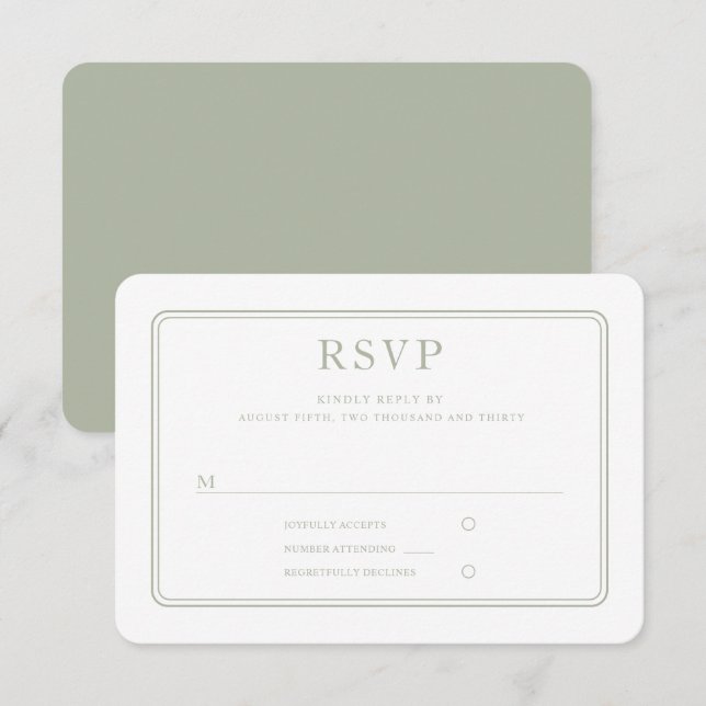 Moderne elegante feierliche Hochzeit RSVP Karte (Vorne/Hinten)