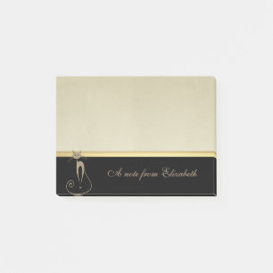 Moderne elegante feminines Schwarz, Creme, Katze-D Post-it Klebezettel