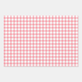 Moderne Elegante festliche Rosa Clover Deer Gingha Geschenkpapier Set