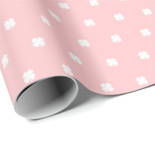 Moderne elegante festliche rosa Glücksklee-Muster  Geschenkpapier