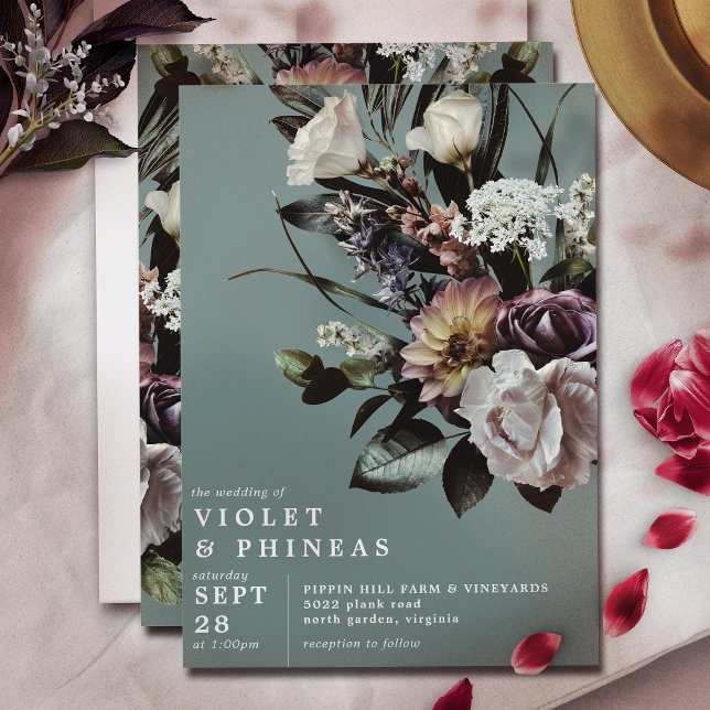 Moderne Elegante Flora | Aquamarine Hochzeit des G Einladung (Von Creator hochgeladen)