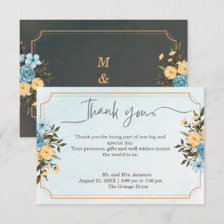 Moderne Elegante Flora Grün Hochzeit Dankeskarte