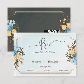 Moderne Elegante Flora Grün Hochzeit RSVP Karte