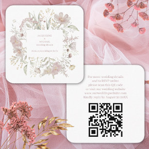 Moderne Elegante floral Wild QR Code & UAWG Weddin Begleitkarte