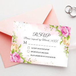 Moderne elegante, florale Chic Wedding RSVP Card Dankeskarte