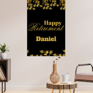 Moderne Elegante Florale Goldene Schwarze Ruhestan Poster