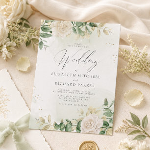 Moderne elegante florale Grünpflanzen-Hochzeit Einladung
