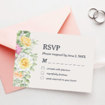 Moderne elegante, florale Rose RSVP Card