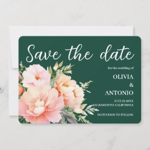 Moderne elegante florale Wasserfarbe Pfingstrose S Save The Date