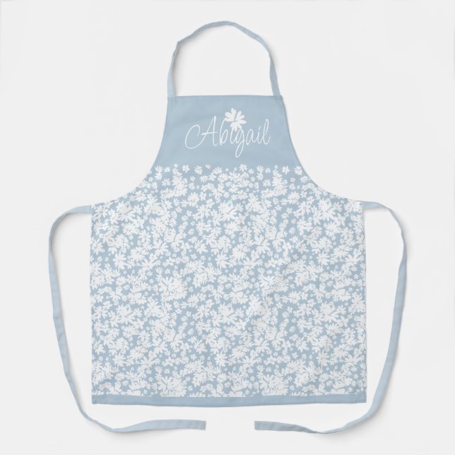 Moderne elegante, florale, weiße Daisy-Schürze Schürze (Vorderseite)